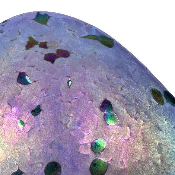 Vintage Roger Vines Heart Paperweight Purple Iridescent Art Glass Signed 1999 - Picture 6 of 8